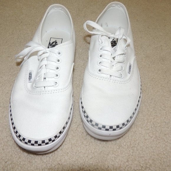 white vans with checkered trim